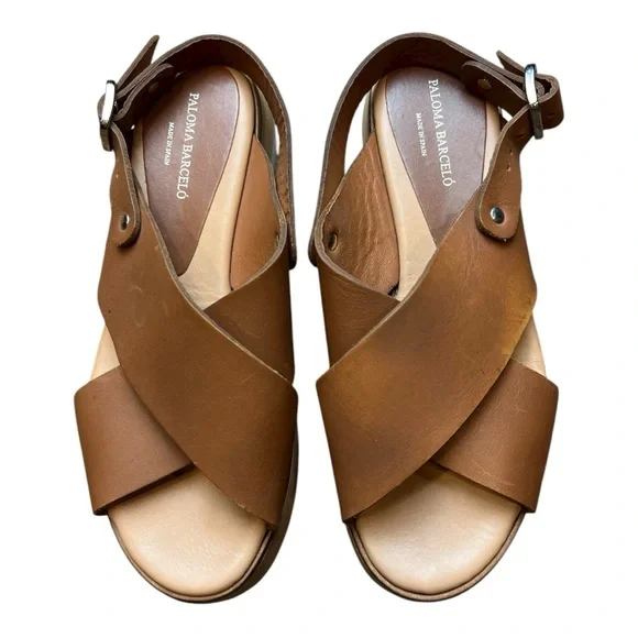 PALOMA BARCELÓ MADE IN SPAIN LEATHER STRAP PLATFORM SHOES SZ 38/9